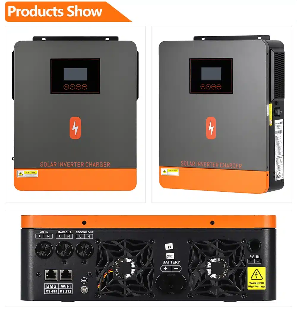 PowMr 3.6KW Hybrid Solar Inverter 24V to 110V 120V With Pure Sine Wave 120A MPPT Solar Charge Controller for 60~500V Solar Panel - 画像 (5)