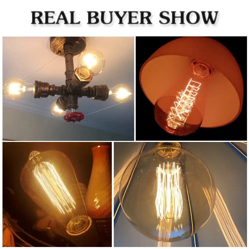 Retro Edison Bulb Lamps E27 40W 220V 110V Bedroom Industrial Loft Vintage Light Bulb For Home Decor T45 A19 ST64 G80 G95 Lamp - 画像 (4)