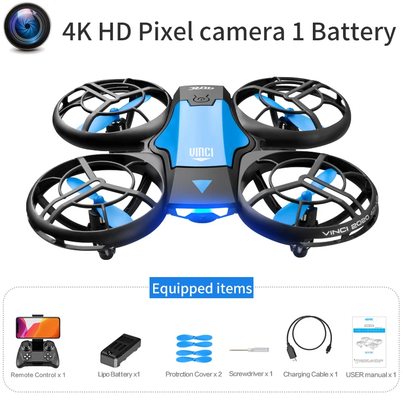V8 New Mini Drone 4k profession HD 1080P Wide Angle Camera WiFi FPV RC Dron Height Keep Drones Helicopter Kids Toys 4DRC - 画像 (11)