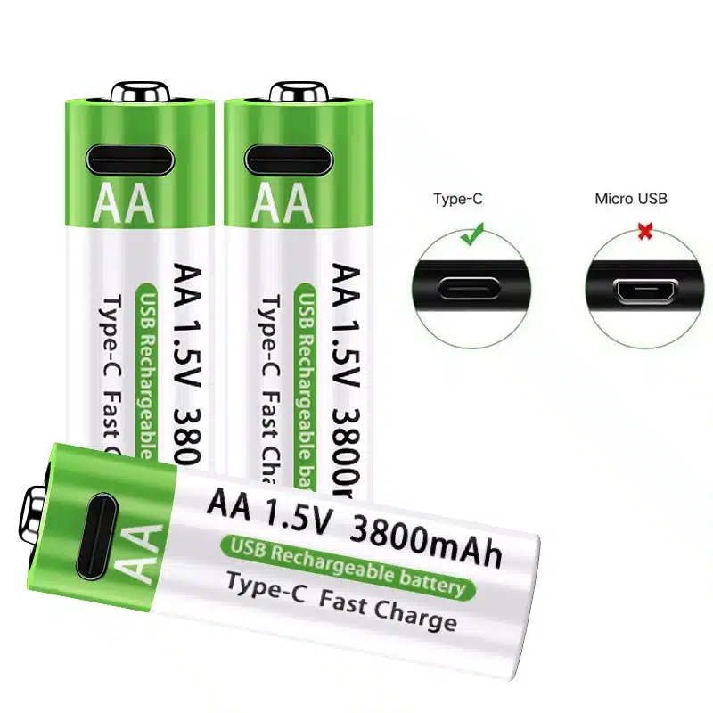 LIKEKALA Li-ion AA Rechargeable Batteries USB Lithium-ion 3800mAh 1.5V AA Rechargeable Batteries+ Data Cable and Storage Box - 画像 (3)