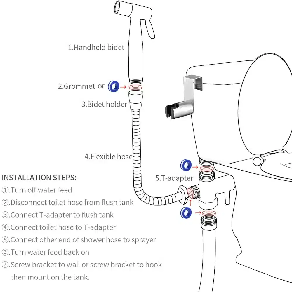 Handheld Toilet Bidet Faucet Sprayer Stainless Steel Bathroom Bidet Spraye Set Hand Sprayer Shower Head Self Cleaning No Punch - 画像 (6)