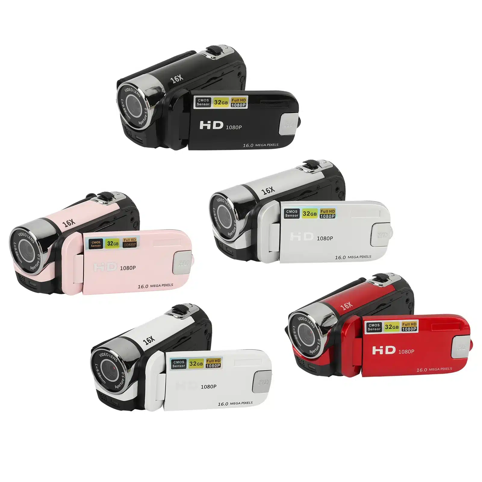 D90 1080P 16MP Digital Camera 2.4 Inch Rotatable Screen Camcorder 16X Zoom HD Video Recorder with Fill Light HD Video Camcorder - 画像 (6)