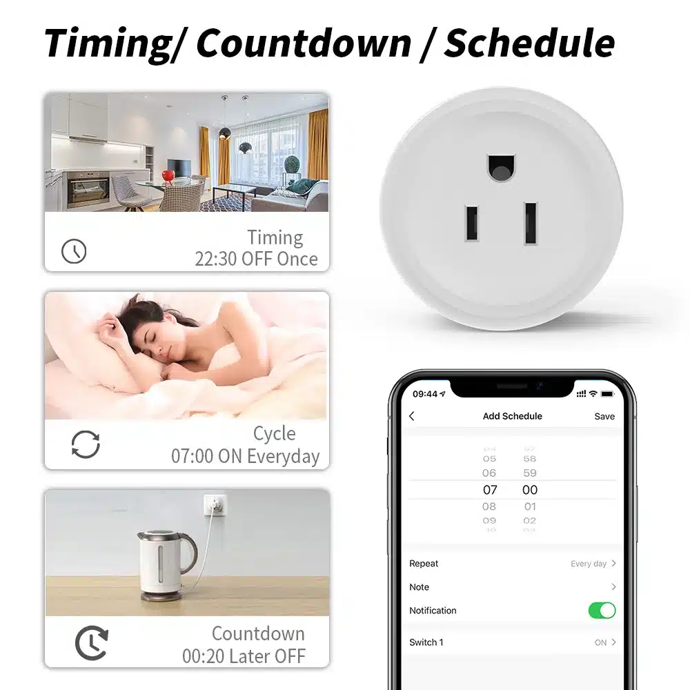 Smart Plug 10A WiFi US Outlet Socket 100-240V Timer Alexa Google Assistant CozyLife APP/Voice Control Group For for Home Auto - 画像 (4)