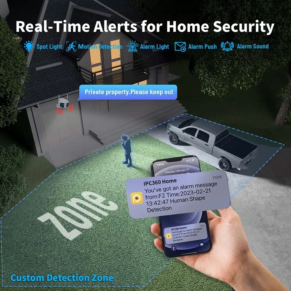 IPC360 Home 8MP 4K WiFi Camera Outdoor Waterproof Ultra-Wide Angle 180° Panoramic Camera Dual-lens Video Surveillance Camera - 画像 (4)