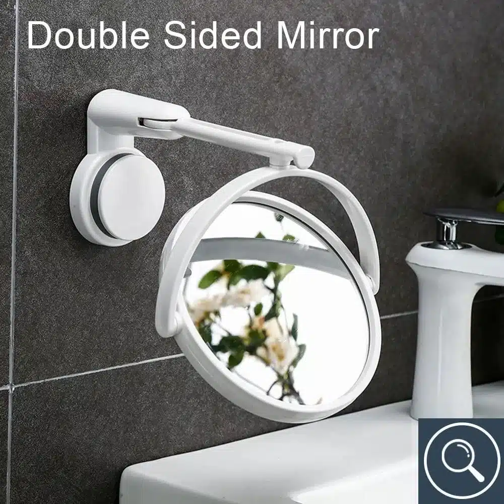 Plastic Self Adhesive Wall Hang Round Vacuum Suction Folding Makeup Supplies Vanity Mirror Shave Mirrors Bath Mirrors - 画像 (7)