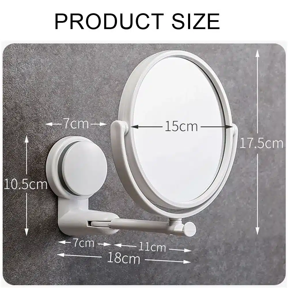 Plastic Self Adhesive Wall Hang Round Vacuum Suction Folding Makeup Supplies Vanity Mirror Shave Mirrors Bath Mirrors - 画像 (6)