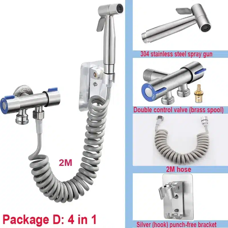 304 Stainless Steel Spray Gun Shower Handheld Bidet Sprayer Set Handheld Toilet Bidet Faucet Sprayer Shower Nozzle Self Cleaning - 画像 (12)