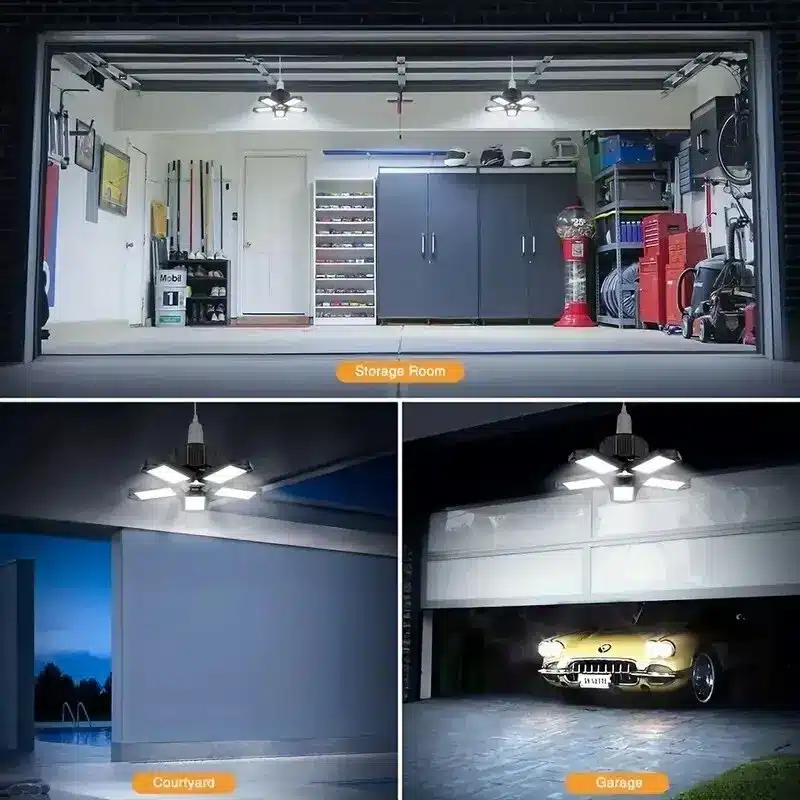 LED Garage Light Bulbs, 40W 60W 80W10000LM Super Bright Garage Lighting LED Shop Light With Adjustable Panels, E27 Screw Socket - 画像 (6)