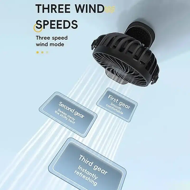 Rechargeable Portable Electric Fan 720° Rotating Hanging Clip Fan Night Light Air Cooler Outdoor Camping Small fans ventilador - 画像 (2)