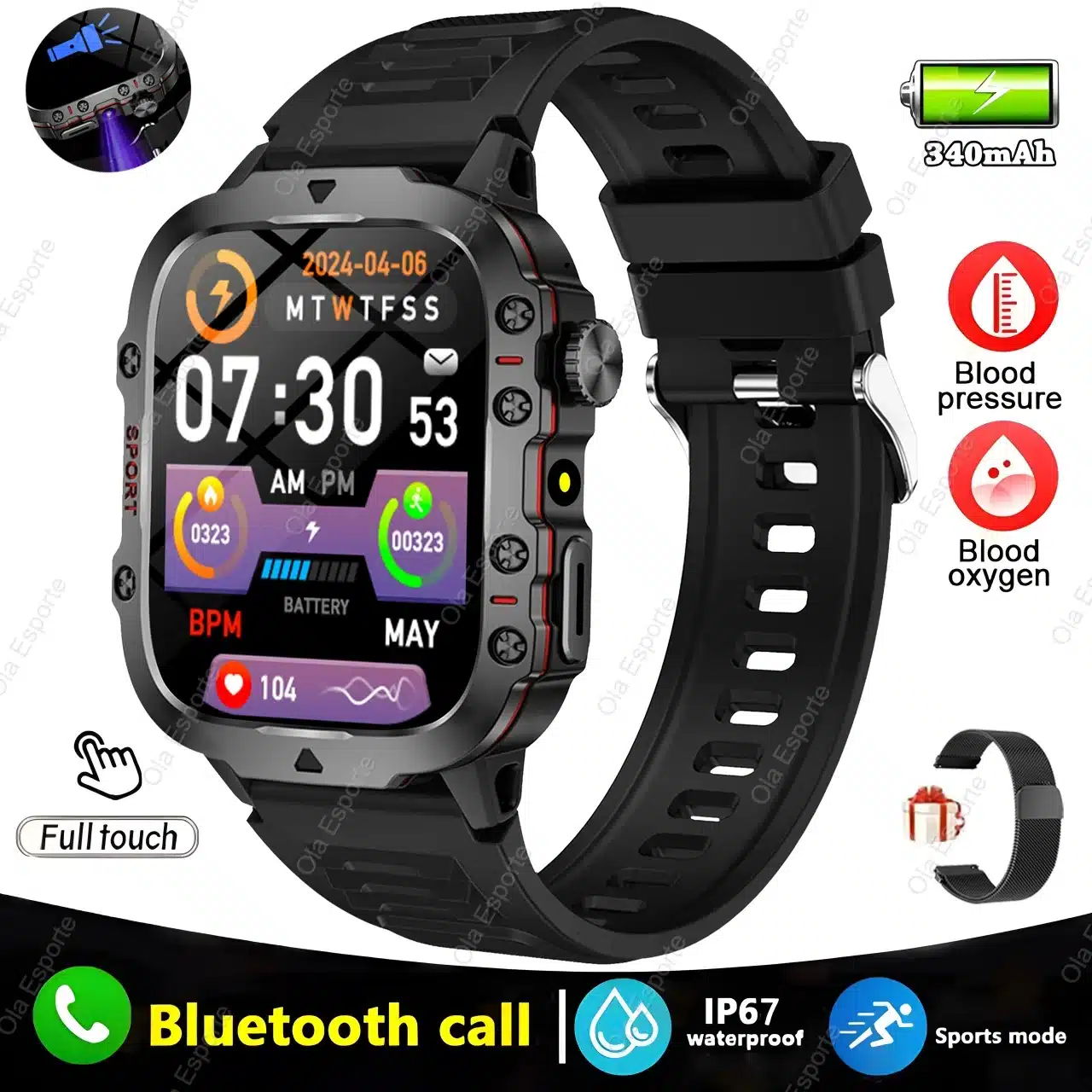 2025 For Huawei Xiaomi Military Smartwatch GPS Men Flashlight Waterproof Outdoor Sport Tracker HD Bluetooth Call Smart Watch New - 画像 (14)