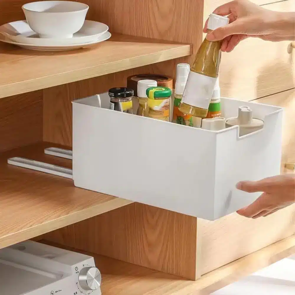 Portable Pull Out Cabinet Drawer Organizer Slide Out Plastic Storage Shelves Space Saving Storage Rack - 画像 (3)