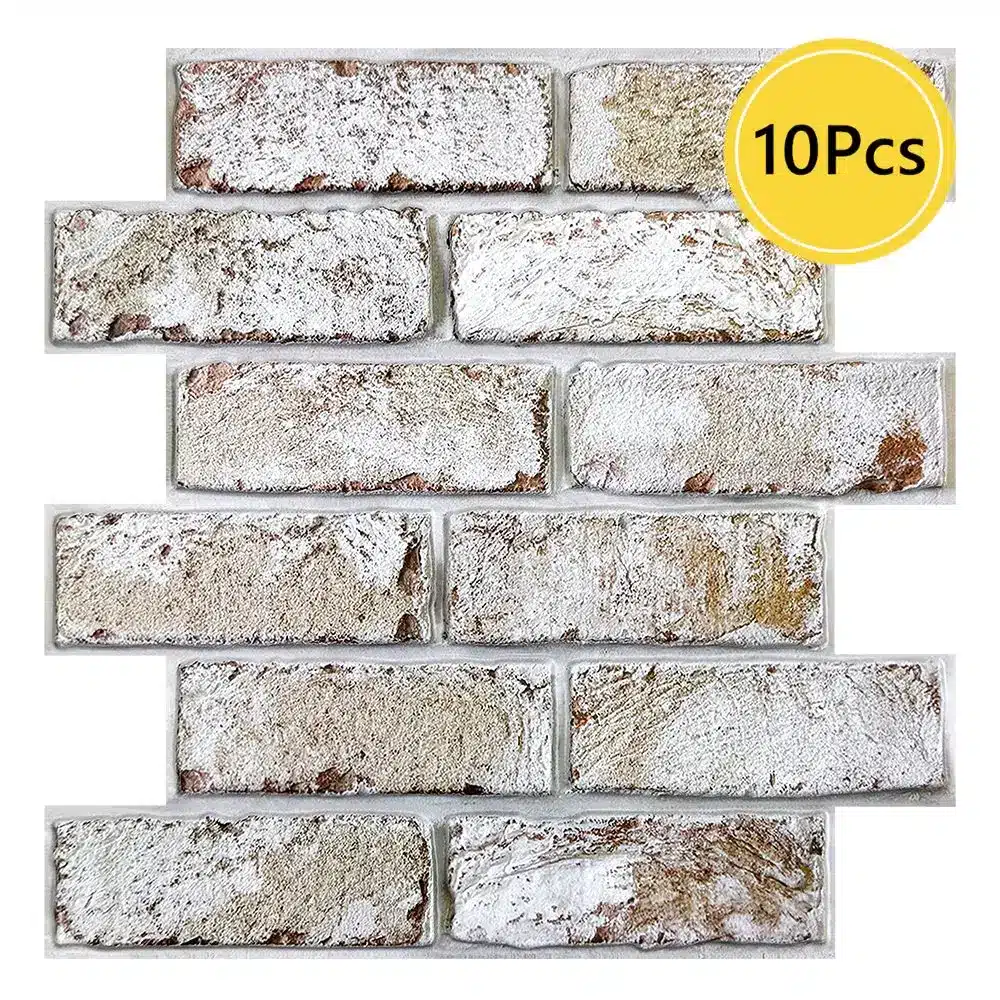 10 Pcs 3D Wall Panel Peel and Stick, 3D Brick Wall Sticker, Kitchen Adhesive Sticker, Tiles Stickers Waterproof - 画像 (9)