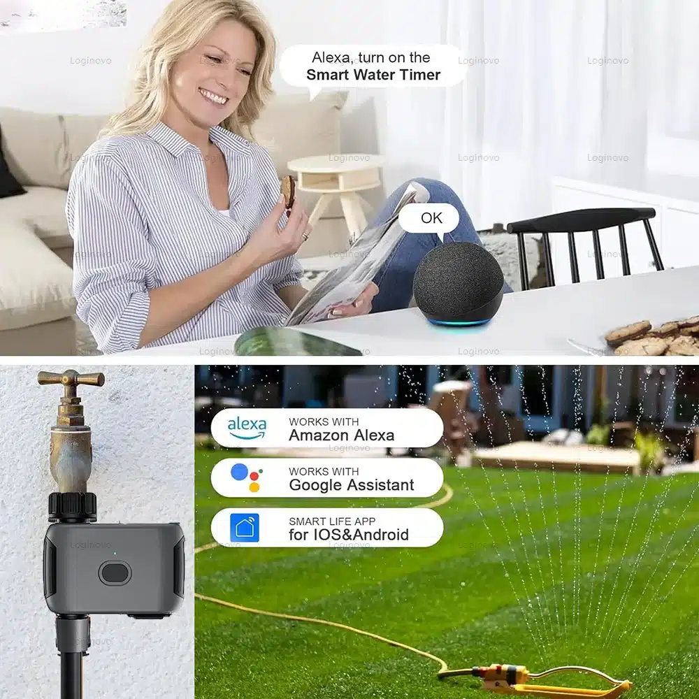 Tuya WIFI Garden Watering Timer Automatic Sprinkle Water Timer Valve Smart Home Automation Irrigation System For Alexa Google - 画像 (3)