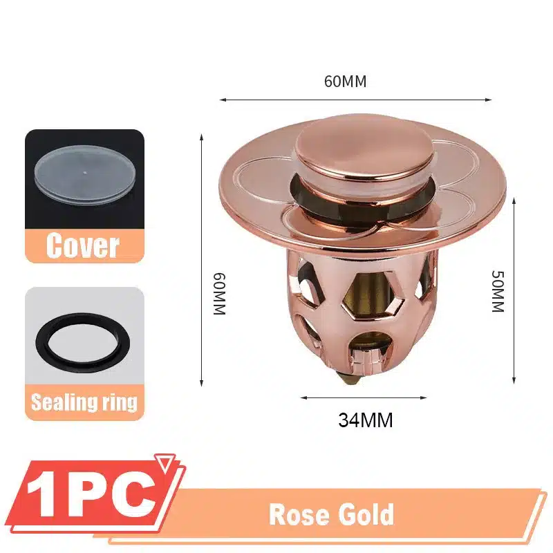Copper Pop-Up Bounce Core Aperture 34-40mm Basin Drain Filter Hair Catcher Sink Strainer Bathtub Stopper Bath Plug Bathroom Tool - 画像 (10)