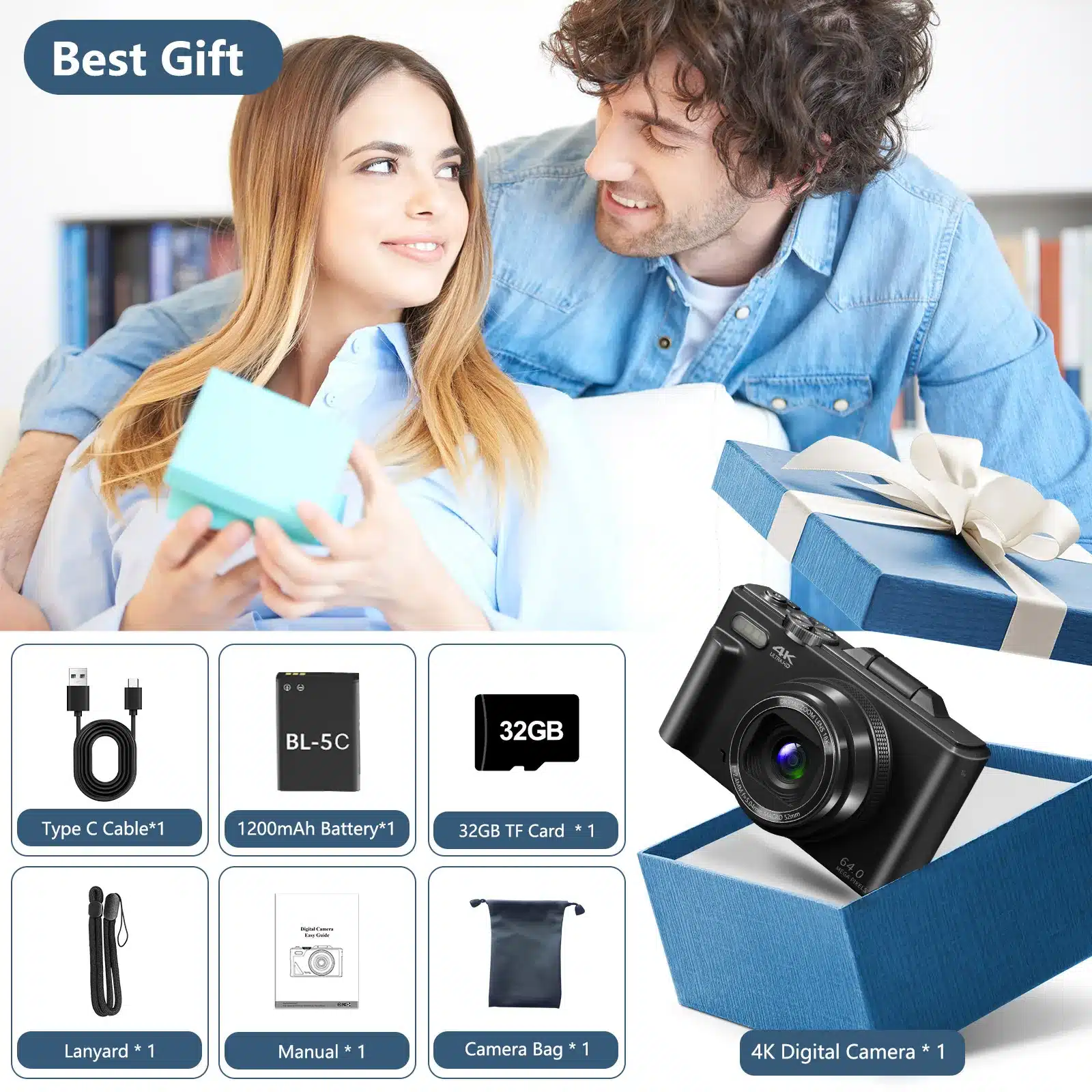 4K compact digital photography camera, 18x digital zoom, vintage vlog video recorder for YouTube, 180° flip screen, WiFi webcam - 画像 (5)