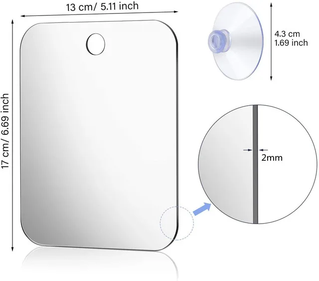 1Pcs Acrylic Mirror with Wall Suction Shower Mirror Suitable for Men Shaving Women Makeup Portable Travel Bathroom Accessories - 画像 (14)