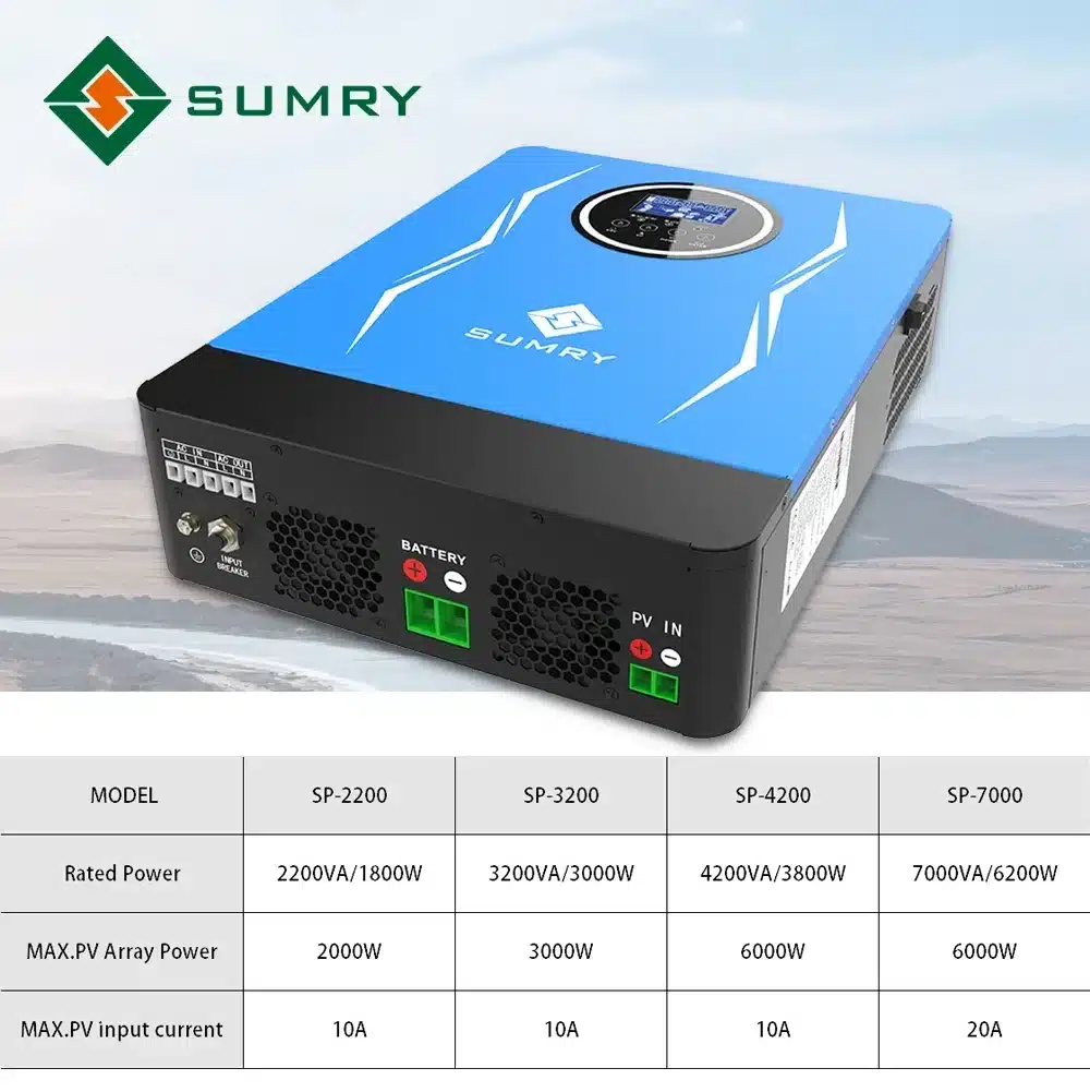 SUMRY SP Hybrid Inverter Off Grid 3.8kw 6.2kw 24/48VDC To 220VAC Solar Inverter MPPT Pure Sine Wave Power Inverter - 画像 (2)