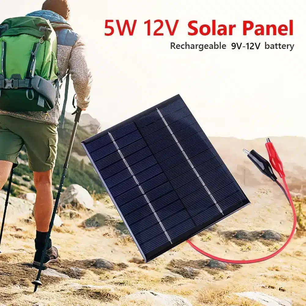 5W 12V Solar Cell Waterproof Solar Charging Panel DIY Polysilicon Solar Epoxy Cell Charger for Lamp Fan Pump for Outdoor Camping - 画像 (4)