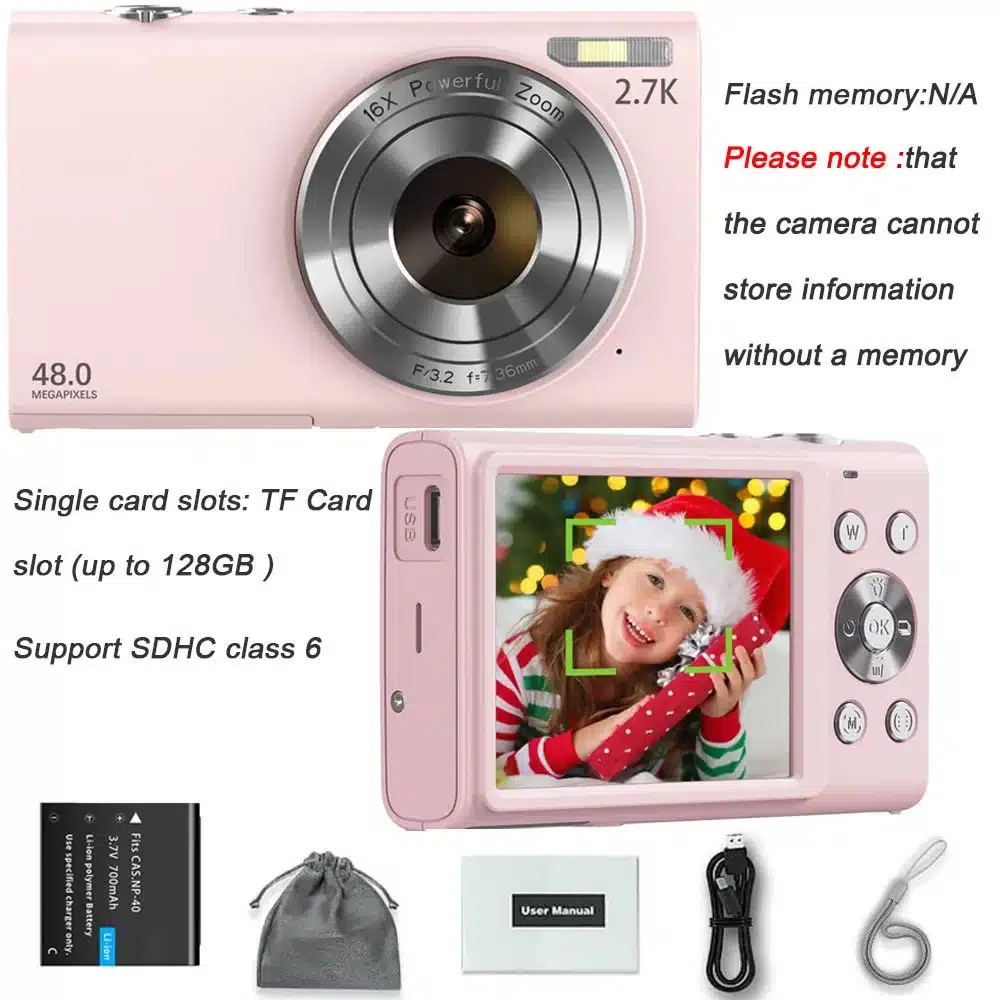 4K Digital Camera Autofocus Vlogging Camera HD 48MP with 2.8" Large Screen Camcorder Camera for Photography for Kid Adult - 画像 (13)