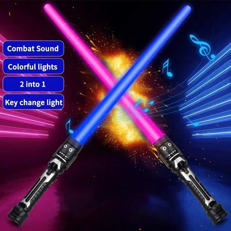 2-in-1 Lightsaber Sword Telescopic Music Laser Sword Toy Colorful Glowing Sword Decompression Toy For Kids Adults Birthday Gifts - 画像 (5)