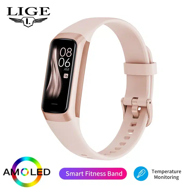 LIGE Amoled Smart Watch Smartwatch Band Women Heart Rate Blood Waterproof Connected Smart Bracelet Sport Fitness Tracker Watch - 画像 (9)