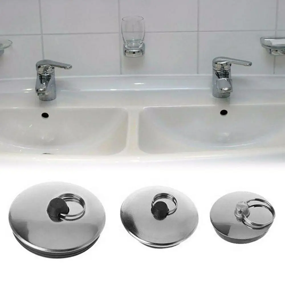 1Pcs Stainless Steel Bath Plug Easy to Use Rubber Drain Stopper Water Kitchen Bathroom Accessory Bath Tub Caps Bath Plug - 画像 (5)