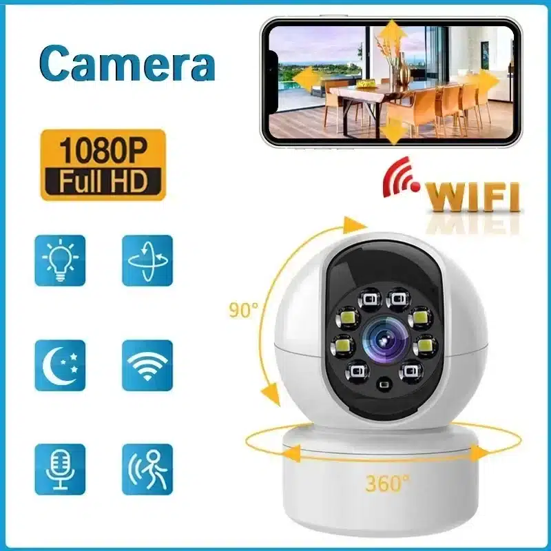 Smart Panoramic Camera 4K Rotatable WiFi Controllable Surveillance Auto Tracking 2-way Audio Color Night Vision Monitor 2025 New - 画像 (3)