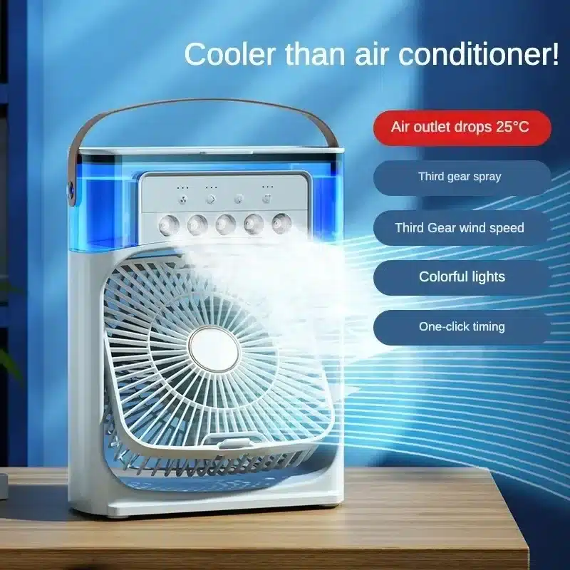Portable Humidifier Fan AIr Conditioner Household Small Air Cooler Hydrocooling Portable Air Adjustment For Office 3 Speed Fan - 画像 (3)