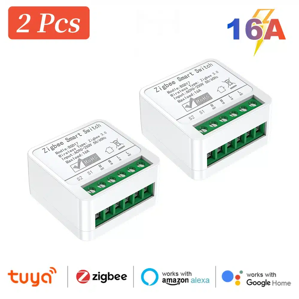 Zigbee3.0 Mini Light Smart DIY Switch 2Way 16A Module Control Smart Relay Automation Breaker Works With Google Home Zigbee2MQTT - 画像 (8)