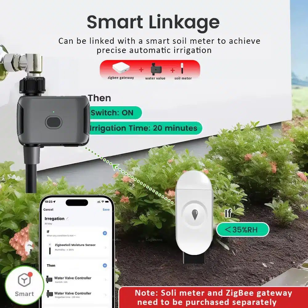 Tuya WIFI Garden Watering Timer Automatic Sprinkle Water Timer Valve Smart Home Automation Irrigation System For Alexa Google - 画像 (6)