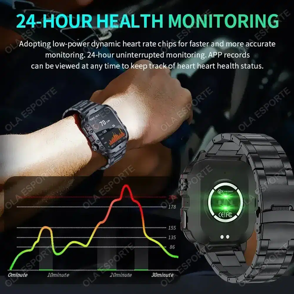 2025 For Huawei Xiaomi Military Smartwatch GPS Men Flashlight Waterproof Outdoor Sport Tracker HD Bluetooth Call Smart Watch New - 画像 (4)