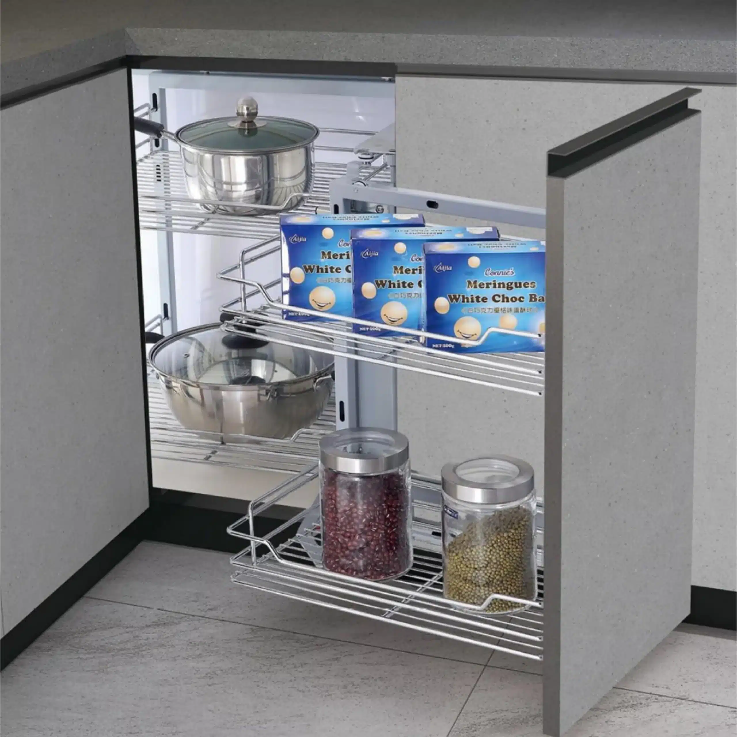 Multi Function Kitchen Cabinet Accessories Pull Out Magic Corner Drawer Basket Kitchen Storage Holder Kitchen Cabinet Storage - 画像 (2)