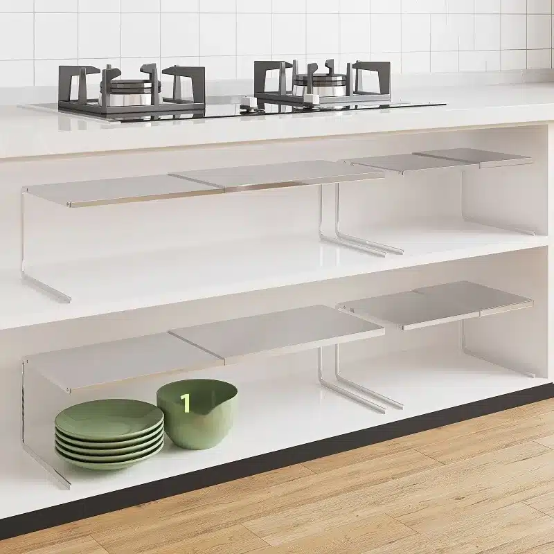 Kitchen Storage Rack Shelving Unit Cabinet Organizer Under Sink Adjustable Spice Tiered Divider Countertop Kitchen Durable - 画像 (5)