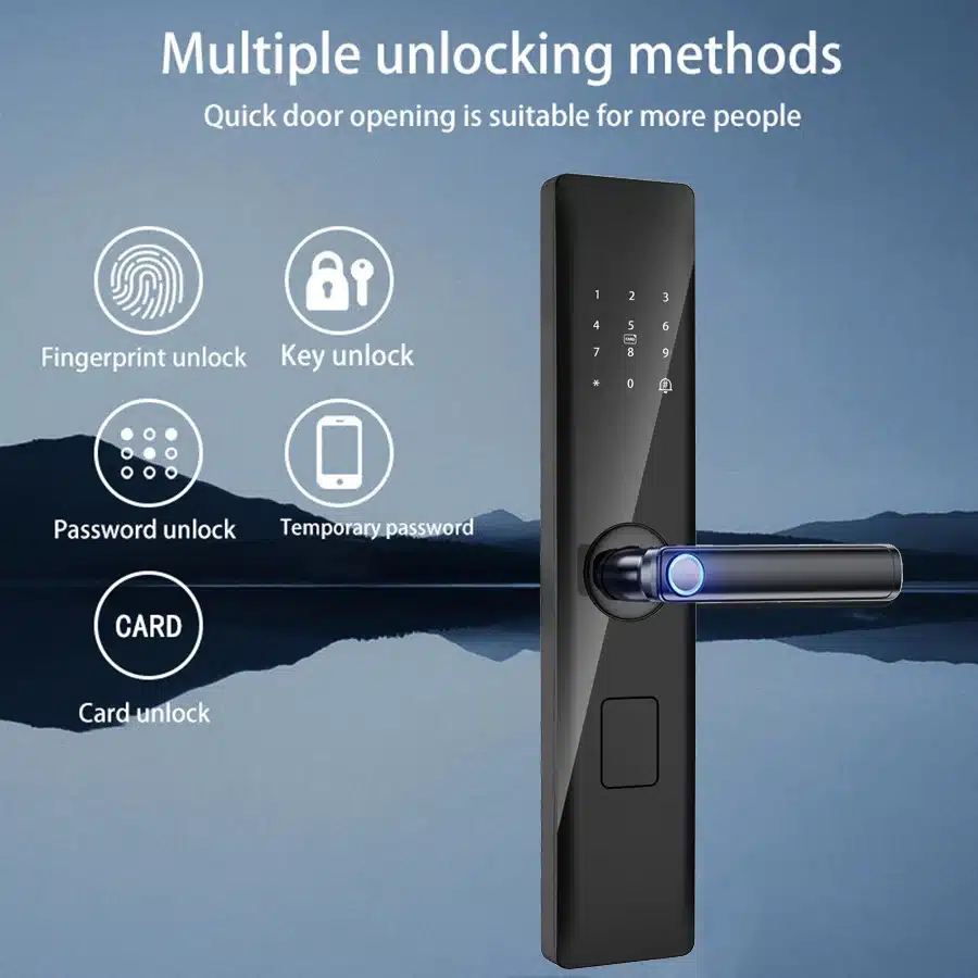 Glomarket Tuya Smart Security Digital Door Lock Biometric Fingerprint Handle Smart Lock Hotel Apartment Room Lock Factory Price - 画像 (4)