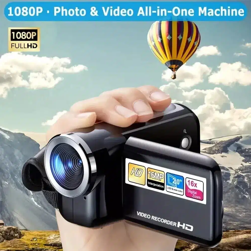 1080P 16MP Digital Camera 2.4 Inch Rotatable Screen Camcorder 16X Zoom HD Video Recorder - 画像 (2)