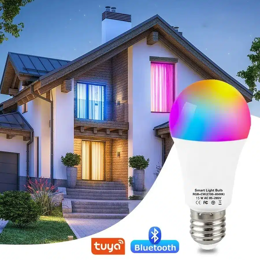Tuya Bluetooth WiFi Smart Light Bulbs E27 LED Lamp RGB Smart Bulb 15W Smart Life APP Voice Control With Alexa Alice Google Home - 画像 (8)