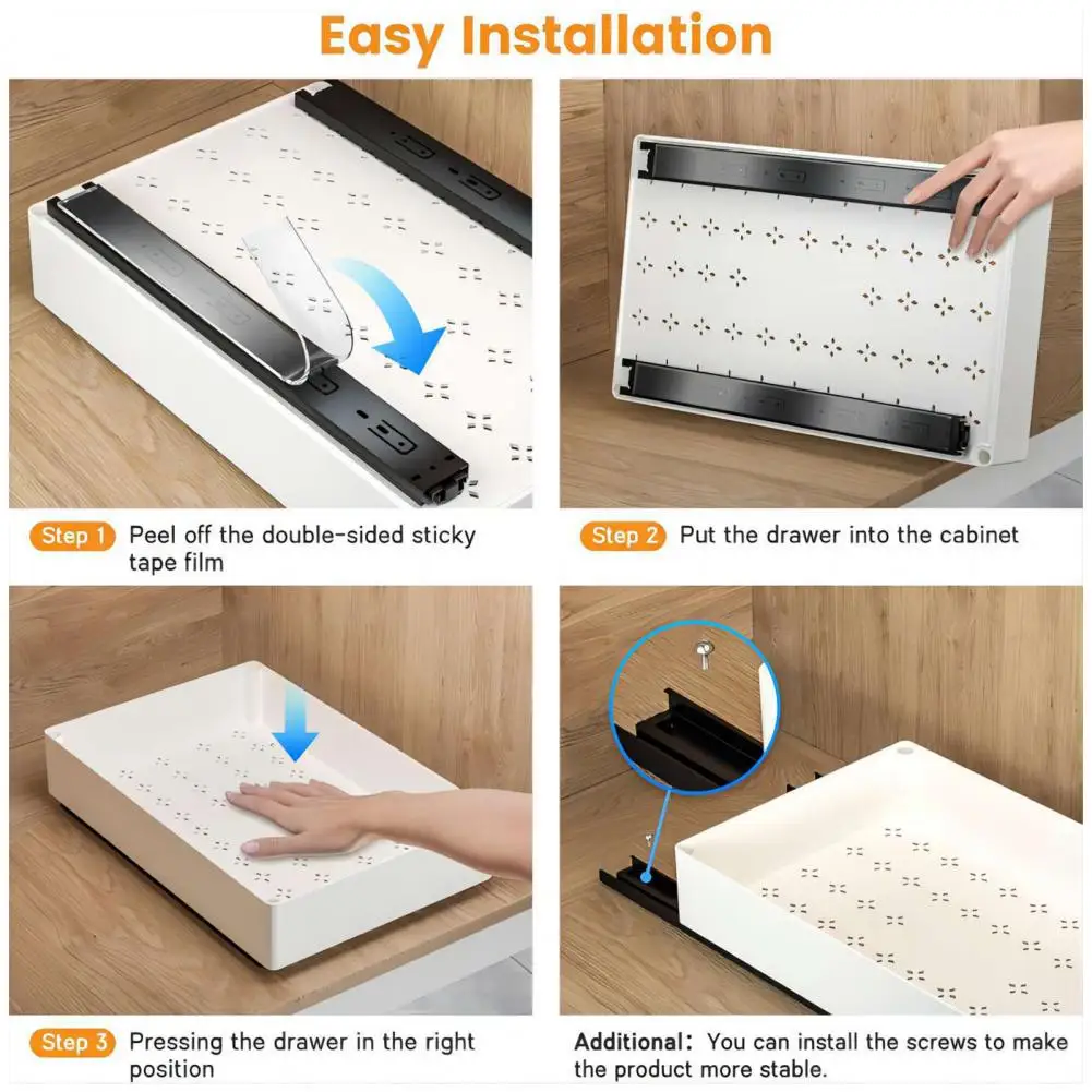 Pull Out Cabinet Organizer Kitchen Expandable Storage Box with Divider Racks Slide Out Drawers for Kitchen Cabinets Spice Shelf - 画像 (4)