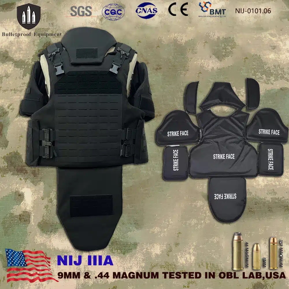 NIJ IIIA.44 Level3A Fully Protective Bulletproof Vest Multi-Purpose 1000D Tactical Combat Vest Body Armour Highly Security