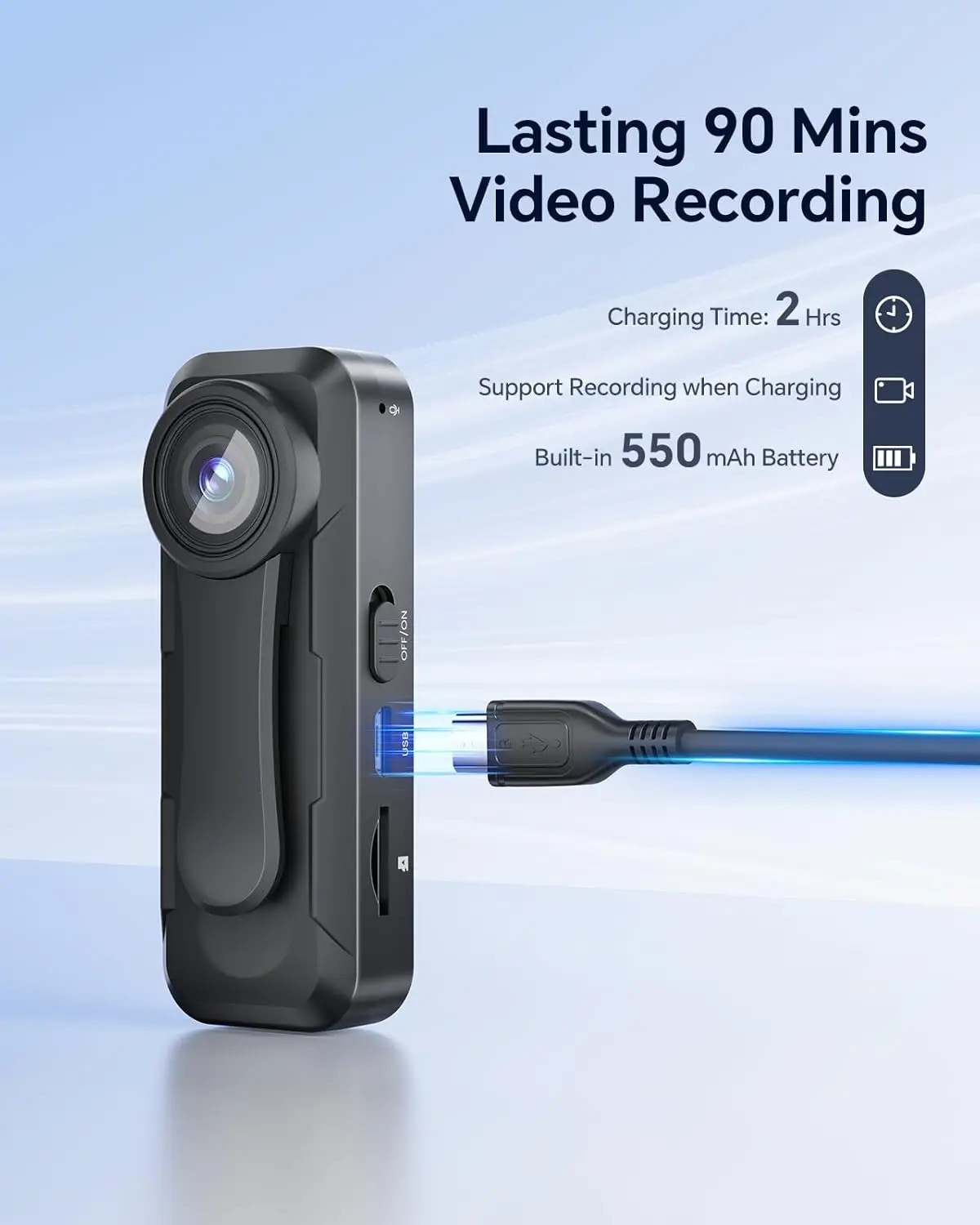 BOBLOV W1 64GB HD 1080P Body Worn Camera - Loop Recording with Time Stamp for Travel/Delivery/Lecture, Wearable Action Cam - 画像 (2)