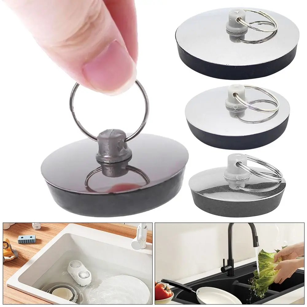 1Pcs Stainless Steel Bath Plug Easy to Use Rubber Drain Stopper Water Kitchen Bathroom Accessory Bath Tub Caps Bath Plug - 画像 (6)