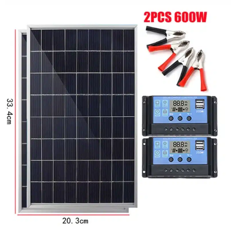 300W 12V Solar Panel Kit Complete Polycrystalline USB Power Portable Outdoor Rechargeable Solar Cell Solar Generator for Home - 画像 (7)