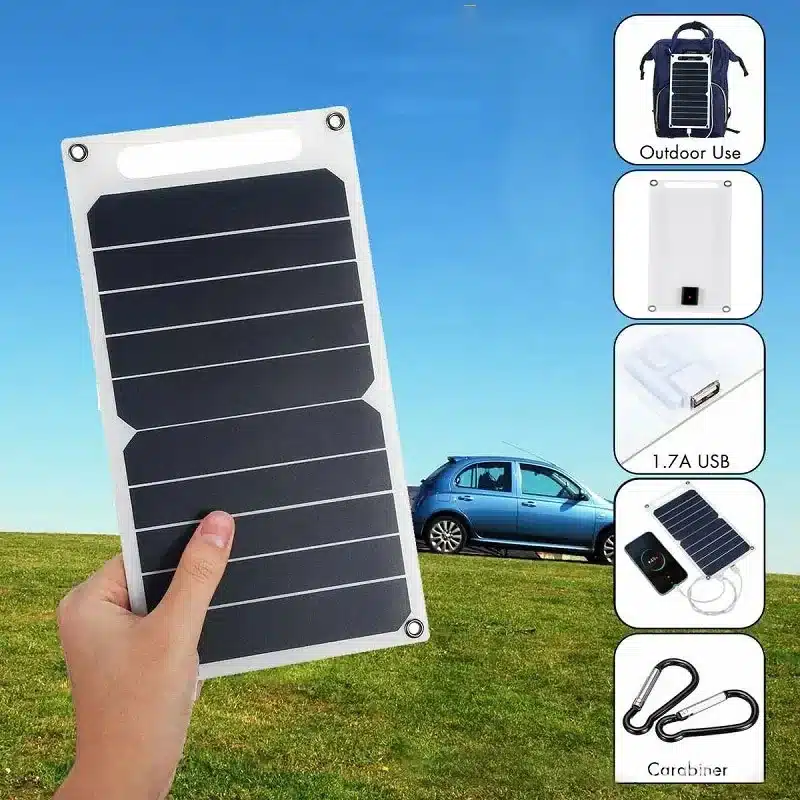 30W Solar Panel With USB Waterproof Outdoor Hiking And Camping Portable Battery Mobile Phone Charging Bank Charging Panel 6.8V - 画像 (2)