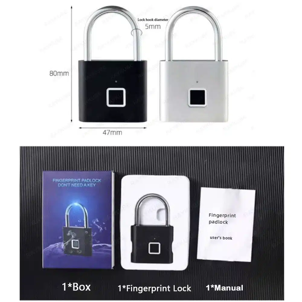 RAYKUBE P2 Smart Fingerprint Padlock Waterproof Zinc Alloy Biometric Padlocks With Buit-in Rechargeable Battery - 画像 (6)
