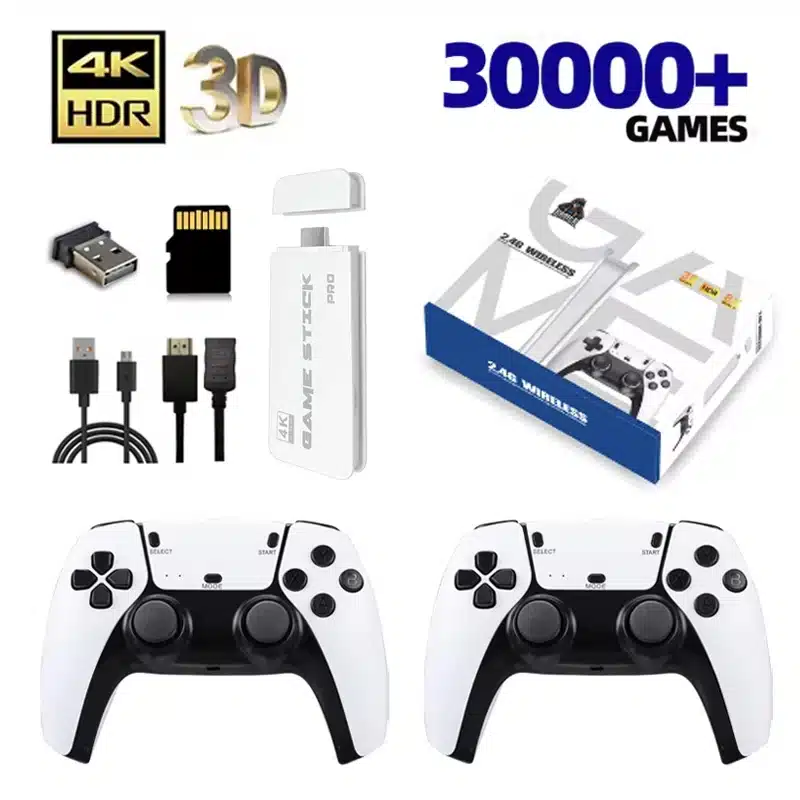 M15 4K Game Stick Mini TV Retro Video Game Console Wireless Gamepads Controller Handheld Game 128G 30000+ Games HD Output