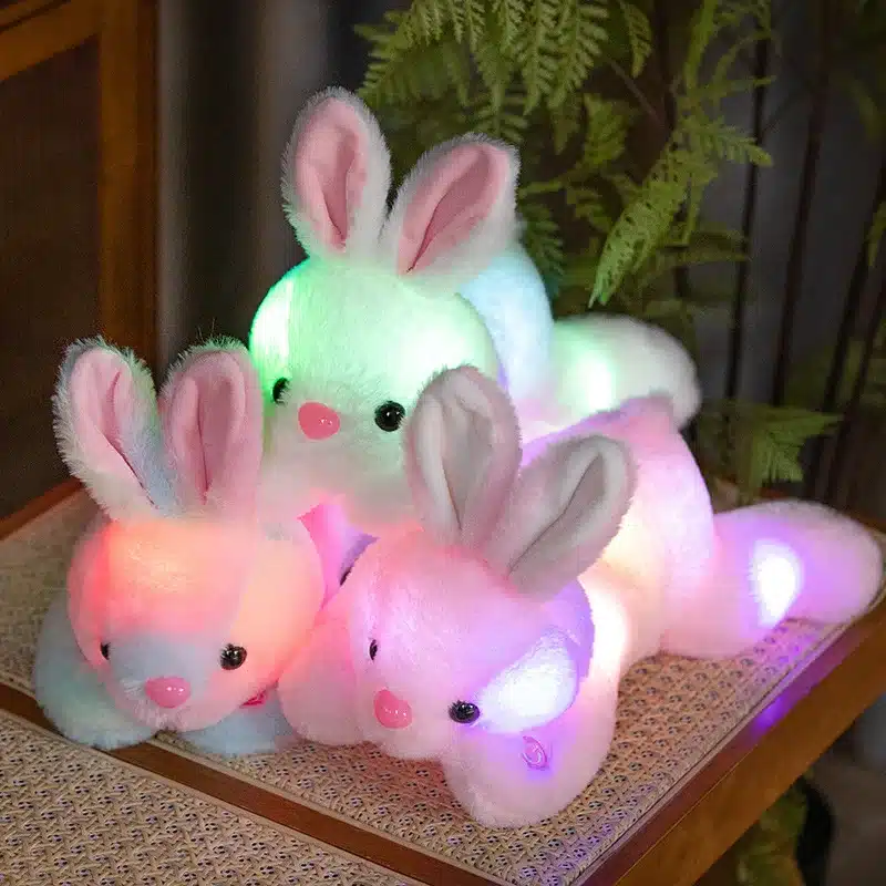 luminous Cartoon Lie and Sit Rabbit Plush Toys Cute Lovely Shiny Soft Stuffed Dolls Boys Girls Gift Car Home Decoration Pillow - 画像 (2)