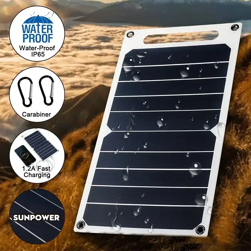 30W Solar Panel With USB Waterproof Outdoor Hiking And Camping Portable Battery Mobile Phone Charging Bank Charging Panel 6.8V - 画像 (3)