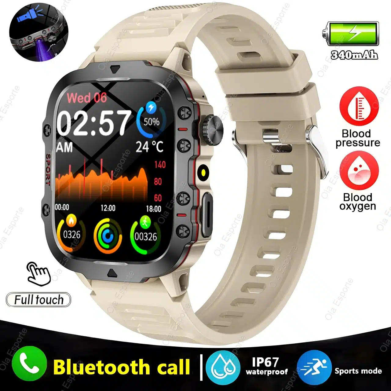 2025 For Huawei Xiaomi Military Smartwatch GPS Men Flashlight Waterproof Outdoor Sport Tracker HD Bluetooth Call Smart Watch New - 画像 (8)