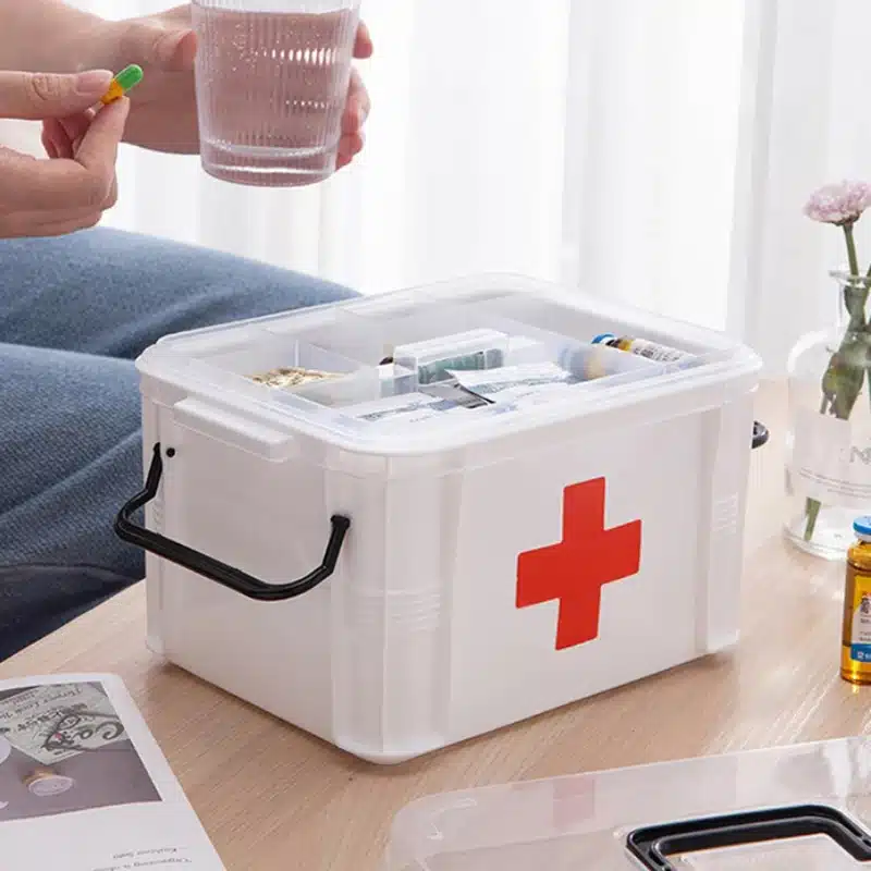 First Aid Kit Medicine Storage Box Portable Emergency Box Household Double Layers Medicine Boxes Medical Kit Storage Organizer - 画像 (2)