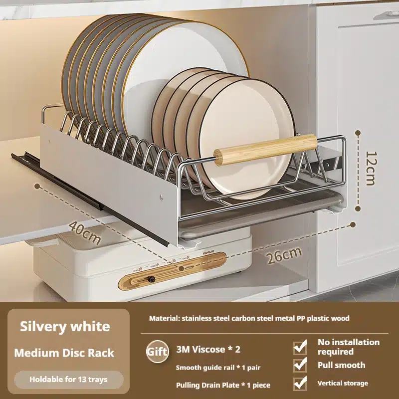 ZEXEF Kitchen Storage Box with Sliding Rail Pull-out Cabinet Storage Rack Spice Pantry Shelves Drawer Kitchen Organizer Basket - 画像 (10)