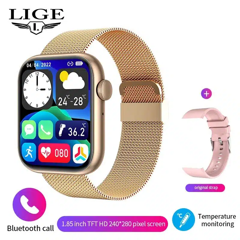 LIGE Smart Watch For Women Full Touch Screen Bluetooth Call Waterproof Watches Sport Fitness Tracker Smartwatch Lady Reloj Mujer - 画像 (9)